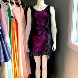 Set Top Skirt Dress Velvet GOTHIC Punk Lace Corset Halloween Small